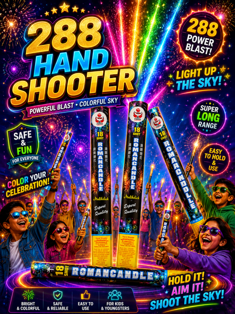 18 SHOT- ROMAN CANDLE -biggest hand shot